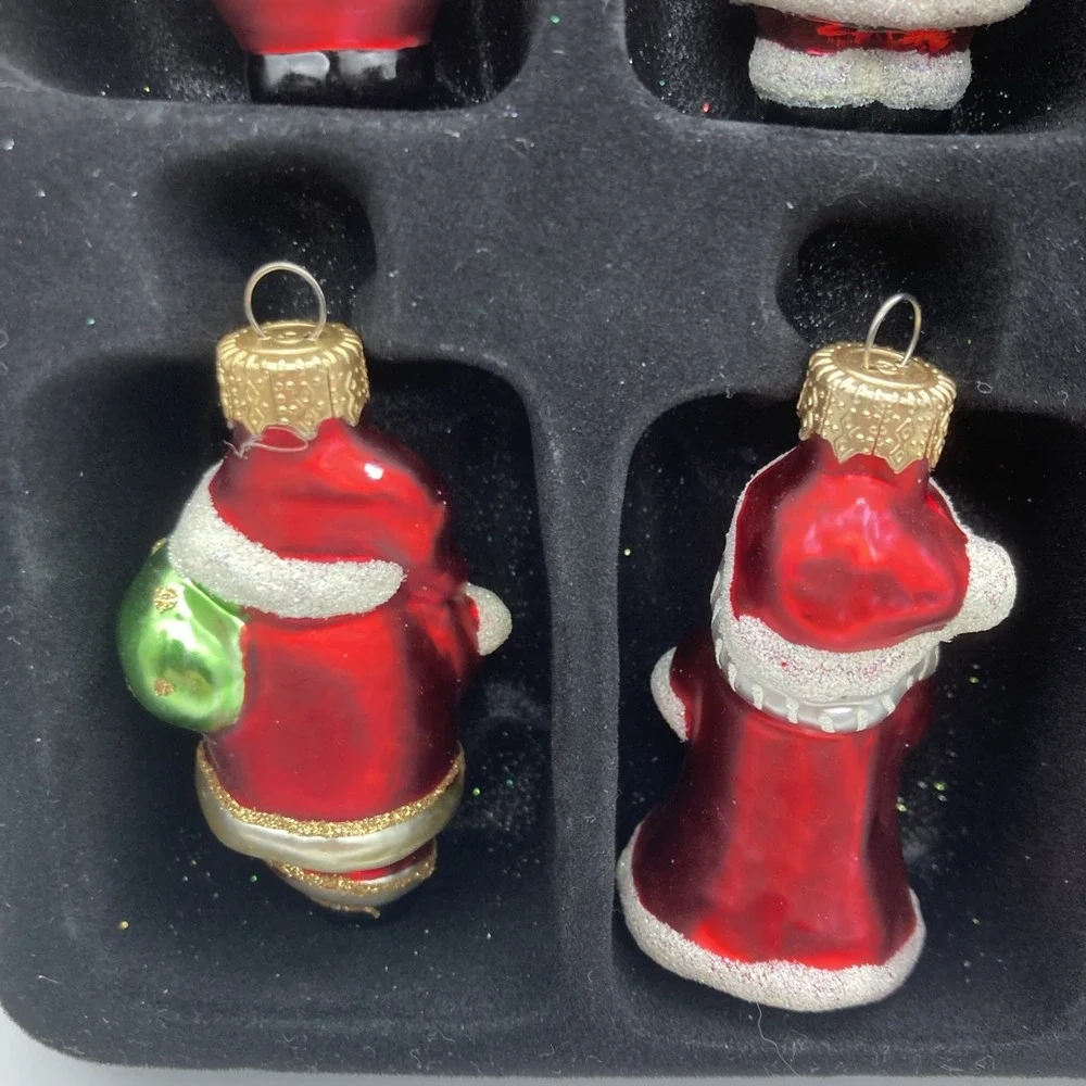 MACY'S Holiday Lane Christmas Box Set of 12 Glass Santa Claus 2